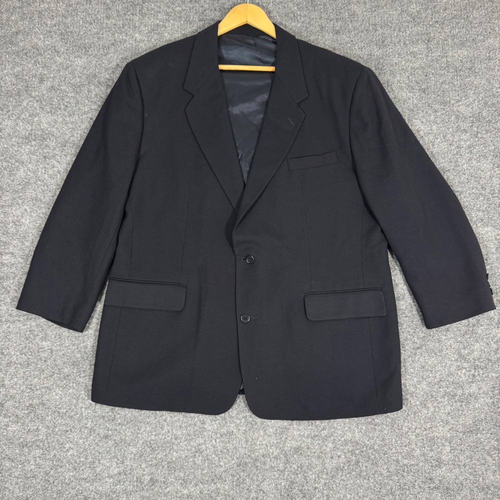 VTG J.Crew Blazer Sport Coat Classic Mens 46R Navy Blue 100% Wool FAIR READ